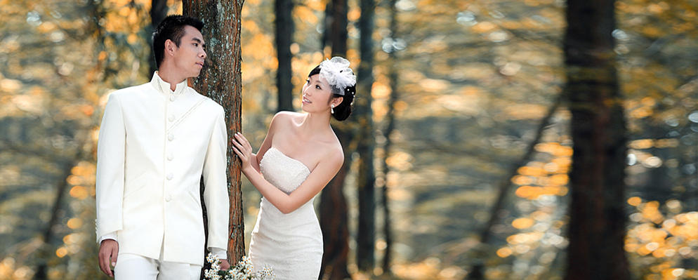 花海树林婚纱照